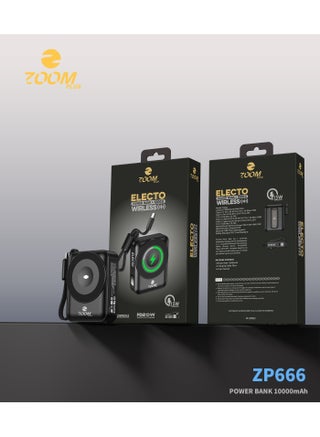 باور بنك زوم بلس ELECTO ZP666 بسعة 10000 مللي أمبير | شحن لاسلكي 15 واط | كابل مدمج | تصميم مدمج وشحن سريع - view 4